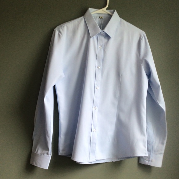NWT Ladies Button Down Dress Shirt, Light Blue Small - Picture 1 of 9